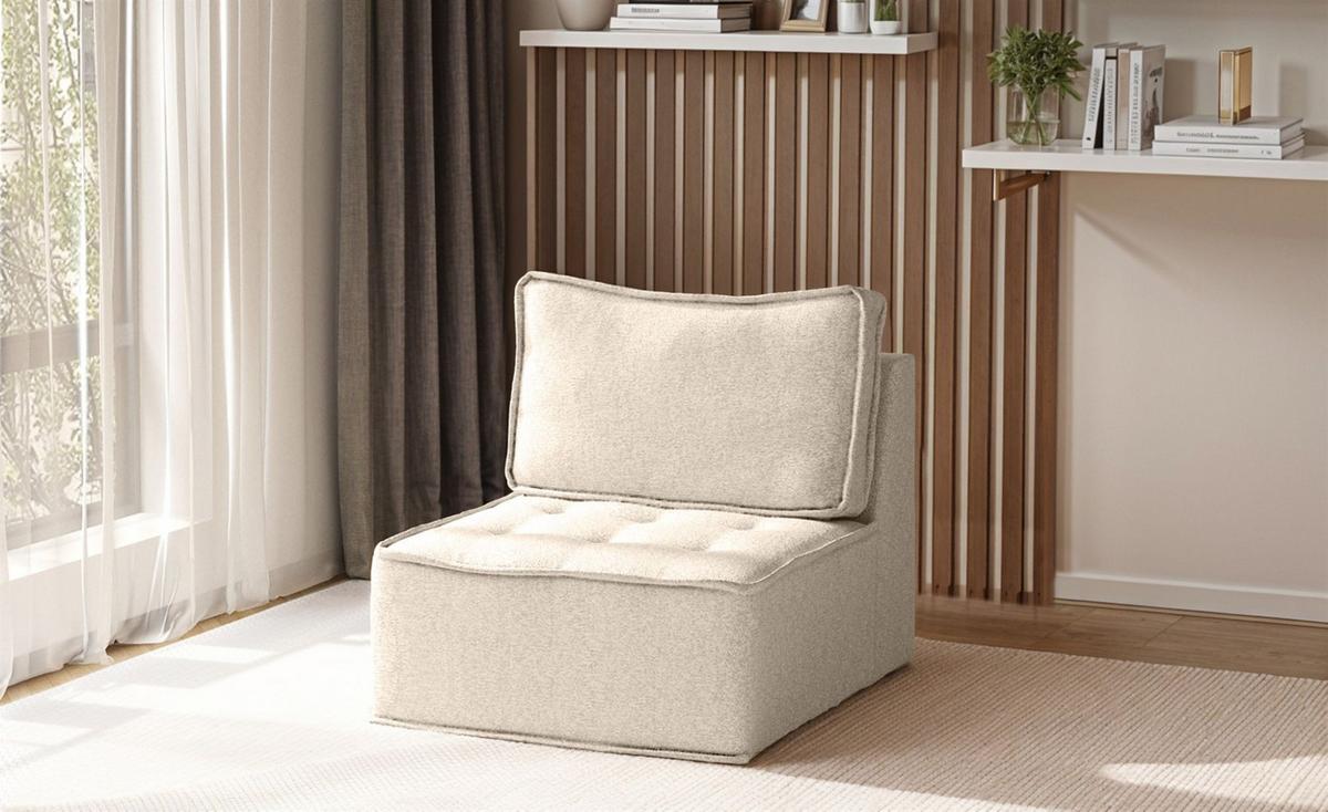 SESSEL Sande Xs In Raven - Creme, Holzwerkstoff/Textil (80/85/90cm) - Fun Möbel