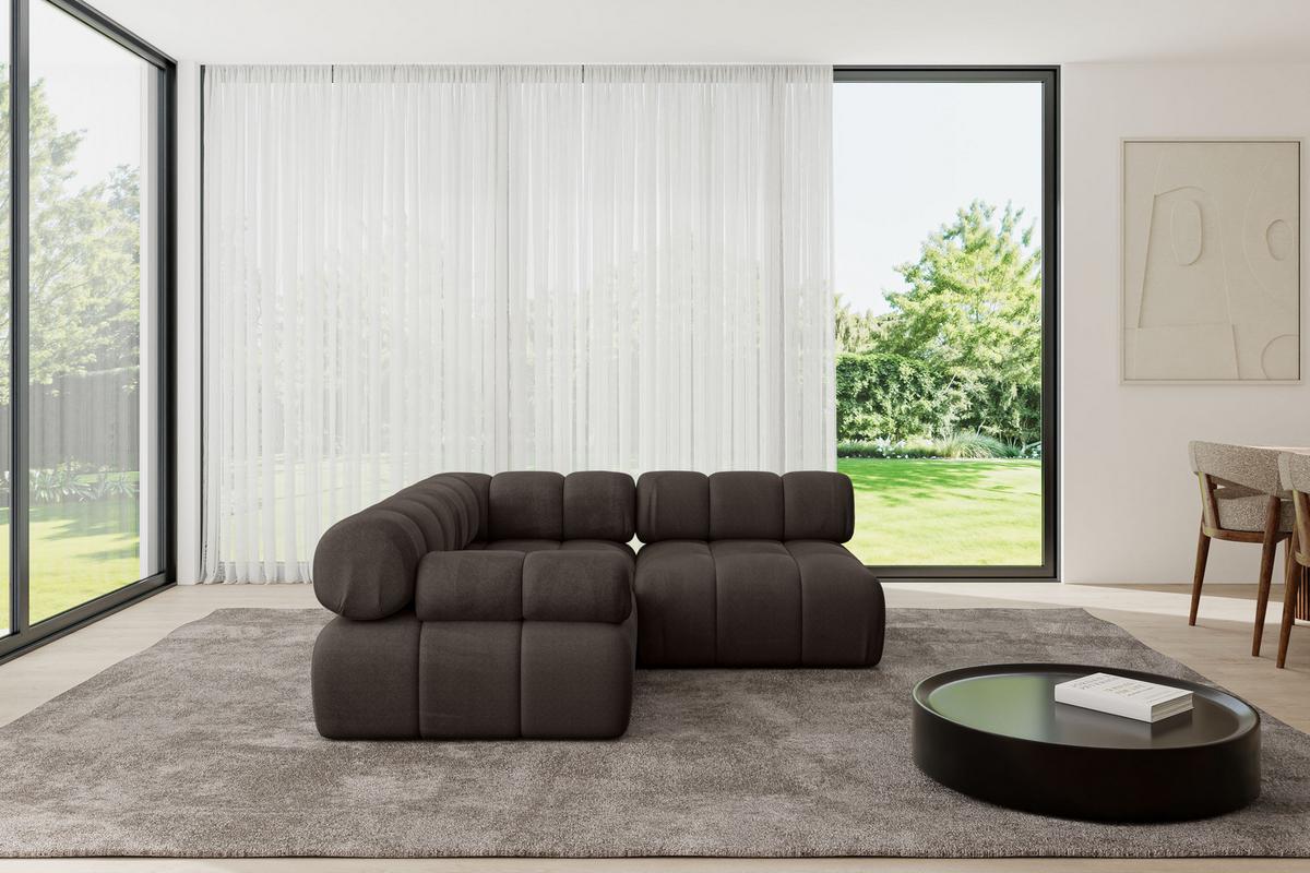 ECKSOFA modulares Sofa Mende-L1 - 190x190x70 cm Braun Velours - Braun, Holzwerkstoff/Textil (190/190cm) - ALTDECOR