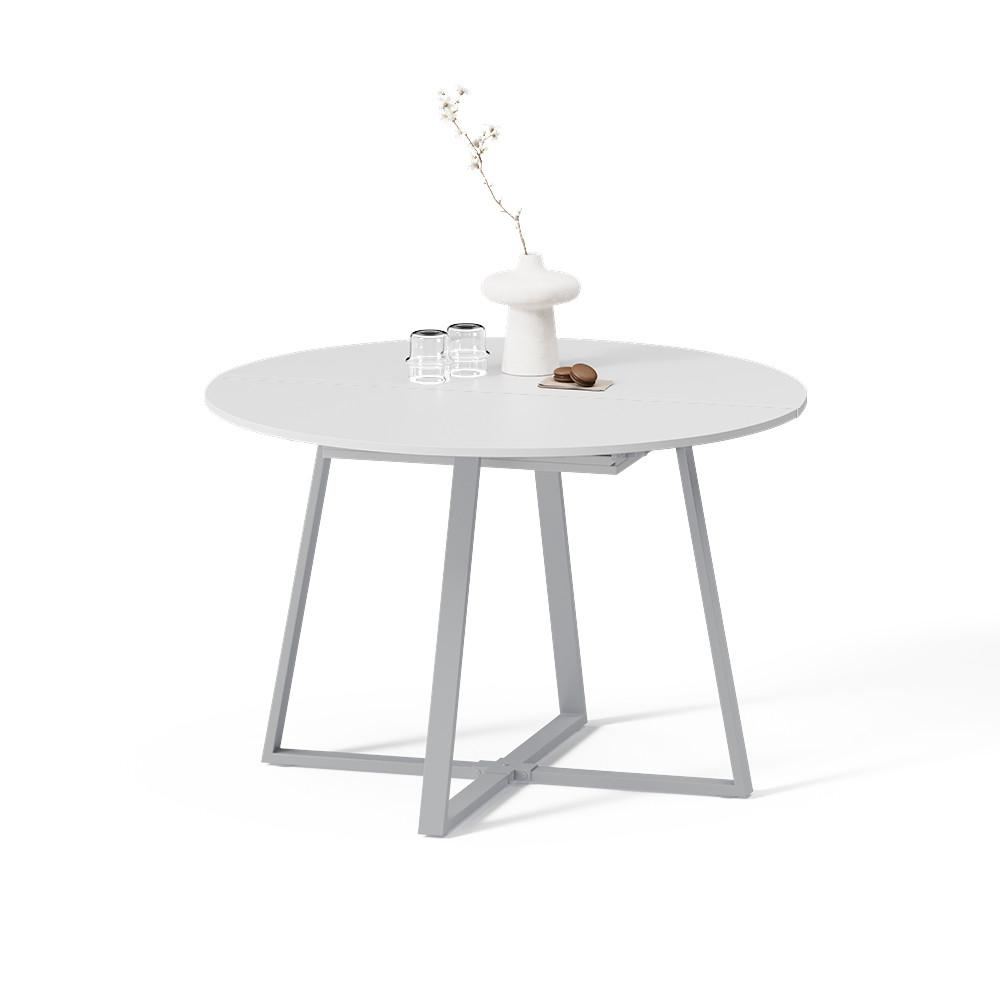 ESSTISCH Firenze Weiß/Grau 120 x 120 cm ausziehbar - Weiß/Grau, Holzwerkstoff (120/120/75.8cm) - Livinity®