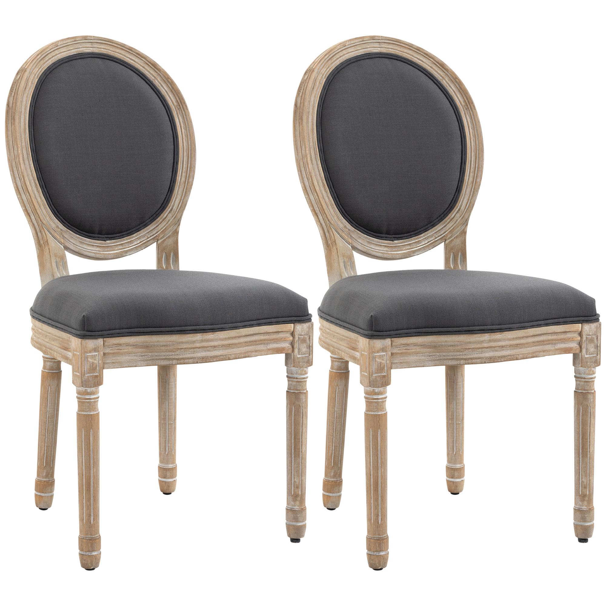 ESSZIMMERSTUHL 2er Set Schaumstoff Gummiholz Grau Natur - Naturfarben/Grau, Holz/Textil (56/96/49cm) - HOMCOM