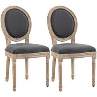 ESSZIMMERSTUHL 2er Set Schaumstoff Gummiholz Grau Natur - Naturfarben/Grau, Holz/Textil (56/96/49cm) - HOMCOM