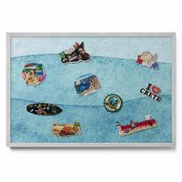 MAGNETTAFEL 60x40 cm Silberner Rahmen Aquarell Blaue Wellen - Pastellblau, Metall (60/50/0.4cm) - TULUP