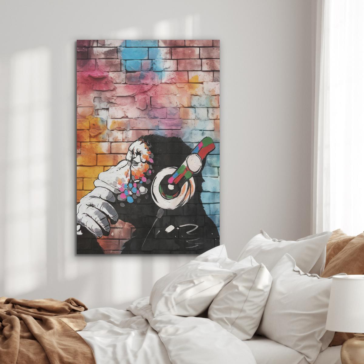 AKUSTIKBILD Affe - Graffiti - Musik Wanddeko 70x100 cm - Multicolor, Kunststoff (70/100/0.9cm) - MuchoWow