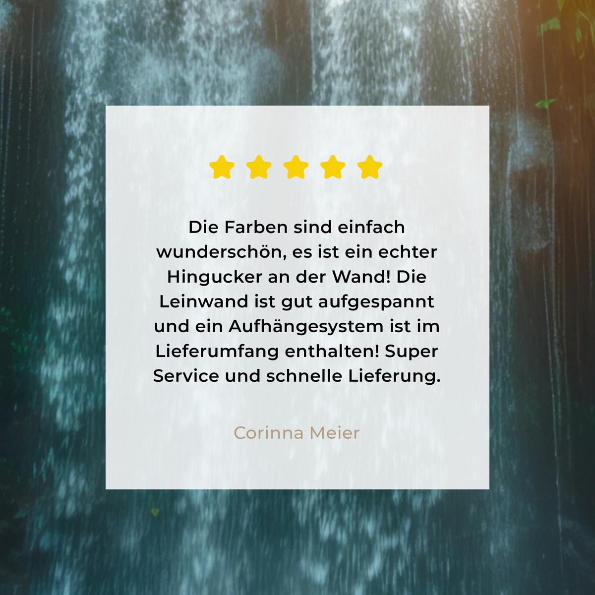 LEINWANDBILD Wasserfall - Dschungel - Sonne - Grün - Natur Wandbild Wohnzimmer 60x80 cm - Grün, Textil (60/80cm) - MuchoWow