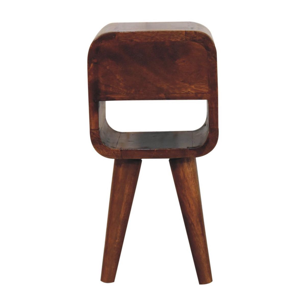 NACHTTISCH Extra Mini Curve Lower, 1 Schublade ,1 Offenes Regal, Braun - Messingfarben/Braun, Mangoholz/Holz (20/40/20cm) - Artisan Furniture