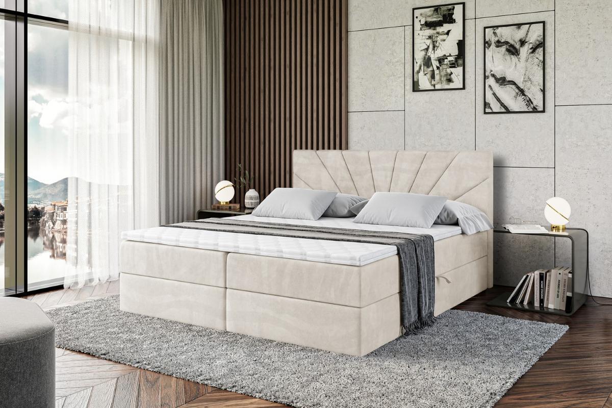 BOXBETT mit Matratze H4 und Lattenrost - MILTIO - 140x200 cm - H4 - Ecru - Ecru, Holzwerkstoff (140/200cm) - ALTDECOR