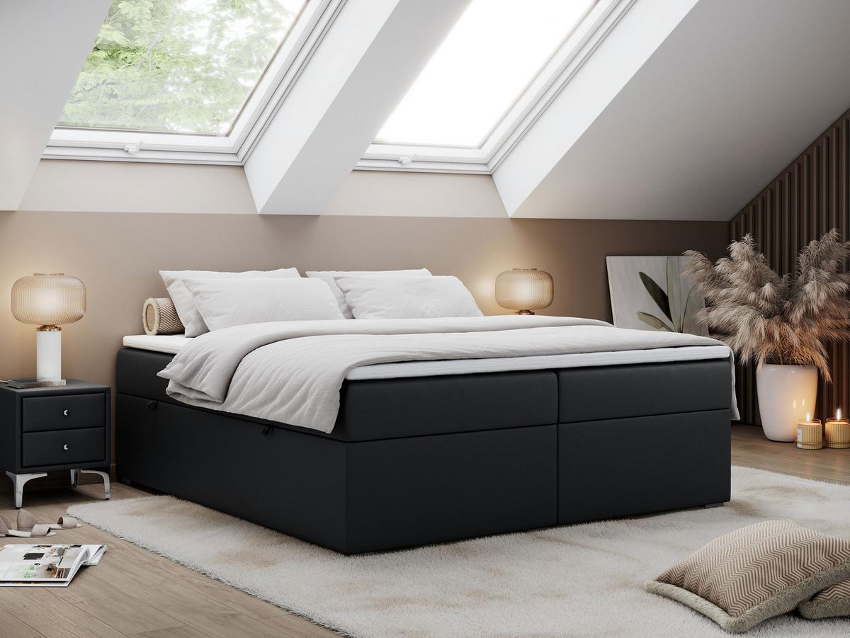 BOXBETT BESS 140/200 Schwarz Kunstleder - H3 - Schwarz, Holz/Textil (140/200cm) - MKS