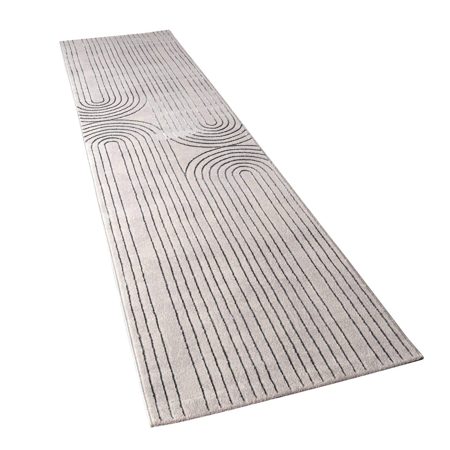 KURZFLORTEPPICH, abstrakt, Florhöhe 11 mm, Grau, 80 x 300 cm - Grau, Textil (80/300cm) - KADIMA DESIGN