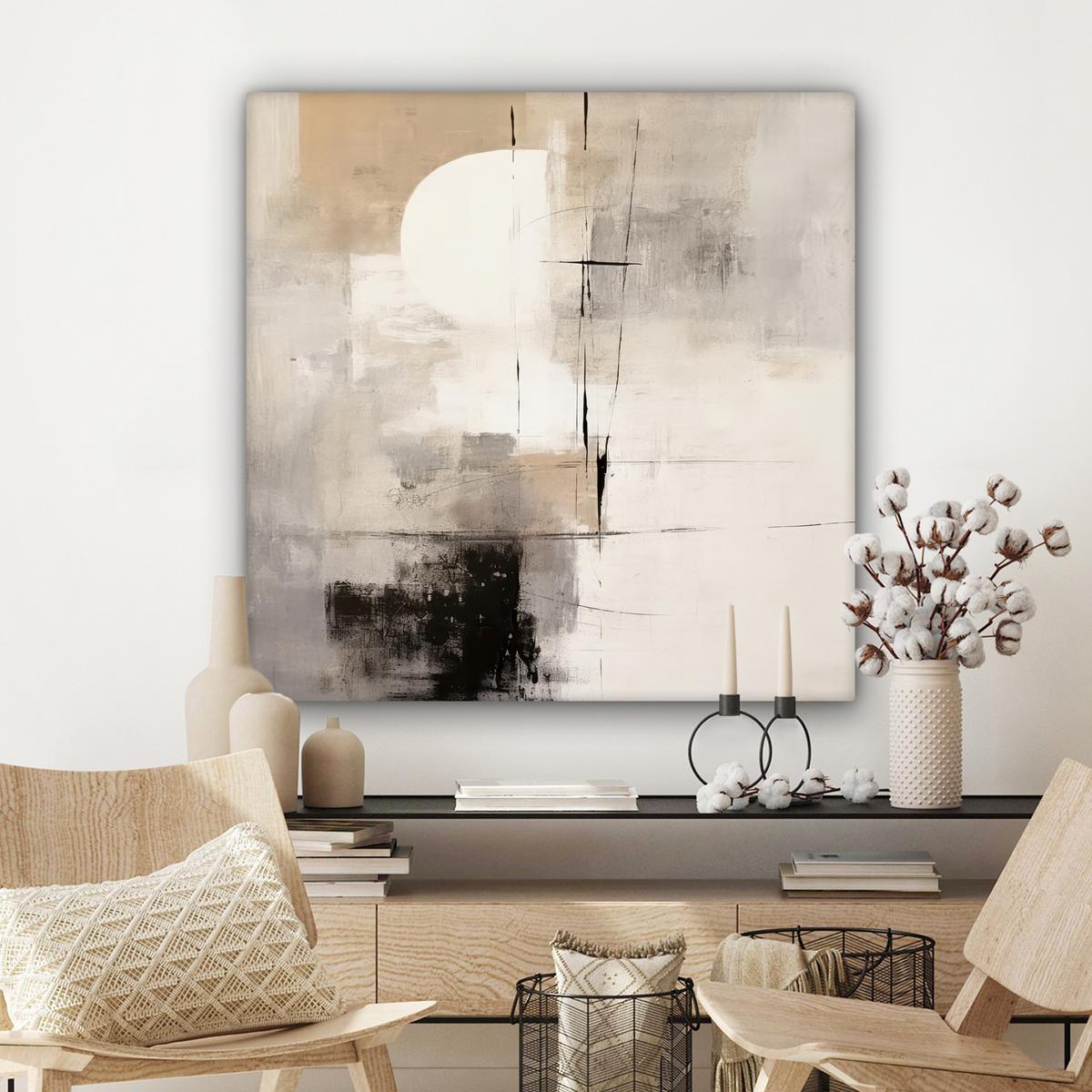 LEINWANDBILD Abstrakt - Kunst - Grau Deko Groß 90x90 cm - Hellgrau, Textil (90/90cm) - MuchoWow