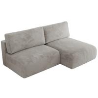 ECKSCHLAFSOFA VIVO L Hellgrau Plüsch - rechts - Hellgrau/Schwarz, Kunststoff/Textil (150/223cm) - MKS
