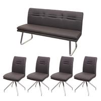 ESSZIMMER-SET Grau, Braun 5er-Set - Braun/Grau, Textil (160/90/60cm) - MCW