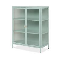 KOMMODE Metall mintgrün 80 cm, Vitrine mit stabilem Metallgestell - Goldfarben/Mintgrün, Glas/Metall (80/101.5/40cm) - Furn.Design