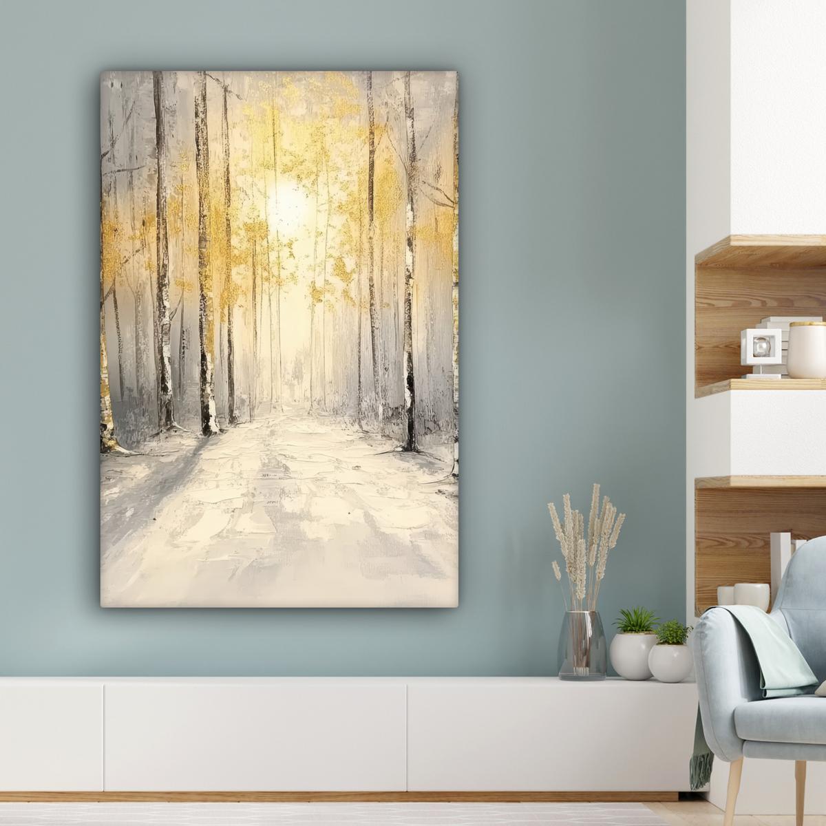 LEINWANDBILD Winter - Abstrakt - Schnee - Natur - Sonne Deko XXL 80x120 cm - Grau, Textil (80/120cm) - MuchoWow