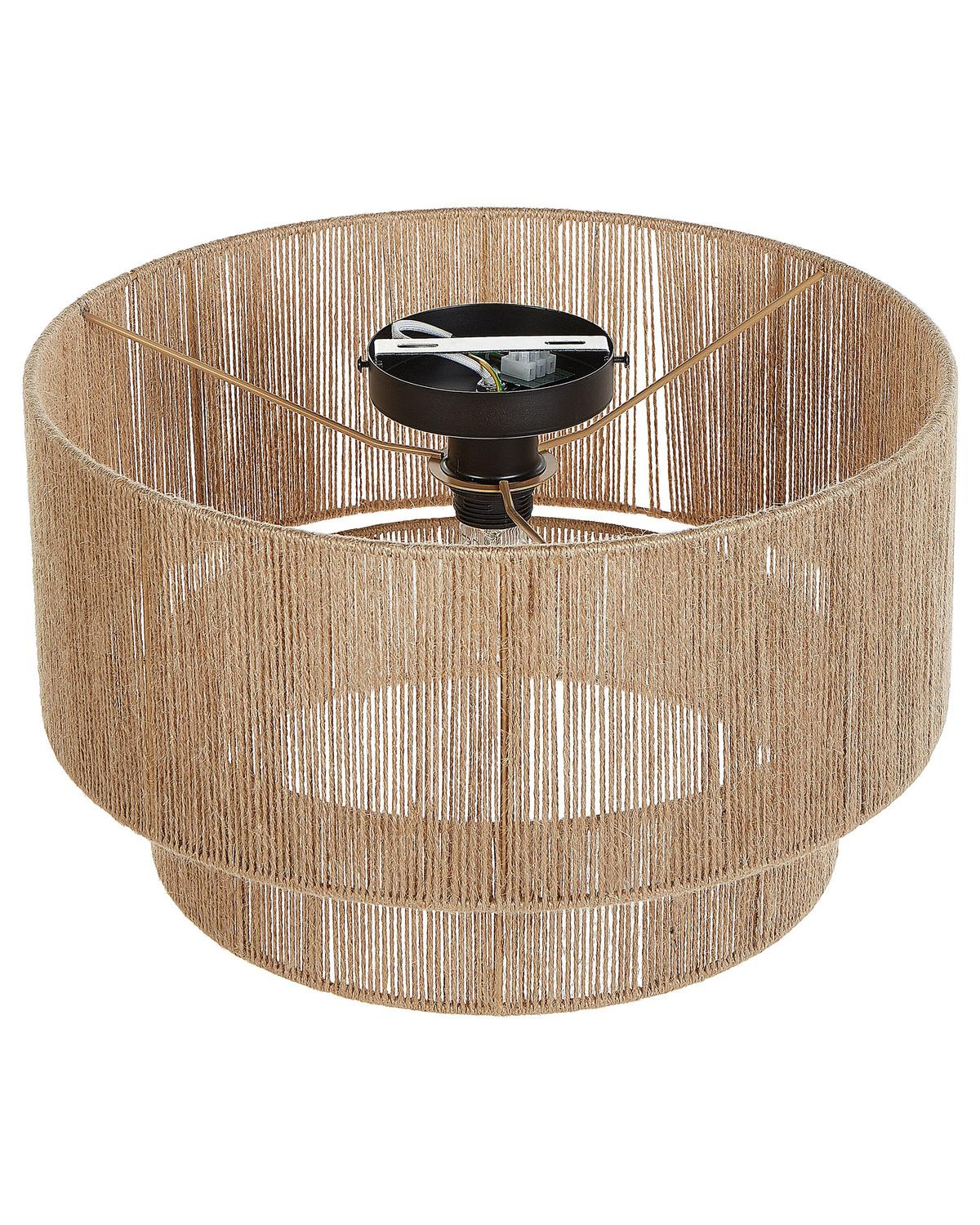 DECKENLEUCHTE Naturfarben Jute Doring - Schwarz/Naturfarben, Textil (45/45/26cm) - Beliani