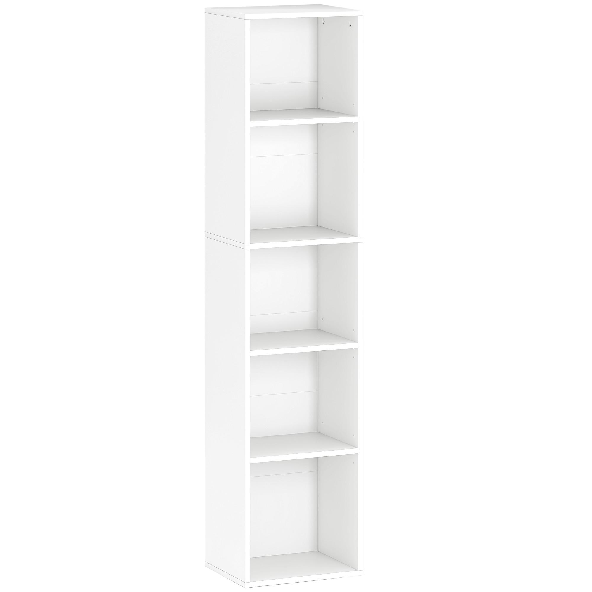 BÜCHERREGAL, Standregal mit 5 Ebenen, Verstellbare Ablage für Wohnzimmer - Weiß, Karton (24/133.5/30cm) - HOMCOM