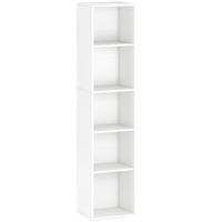 BÜCHERREGAL, Standregal mit 5 Ebenen, Verstellbare Ablage für Wohnzimmer - Weiß, Karton (24/133.5/30cm) - HOMCOM