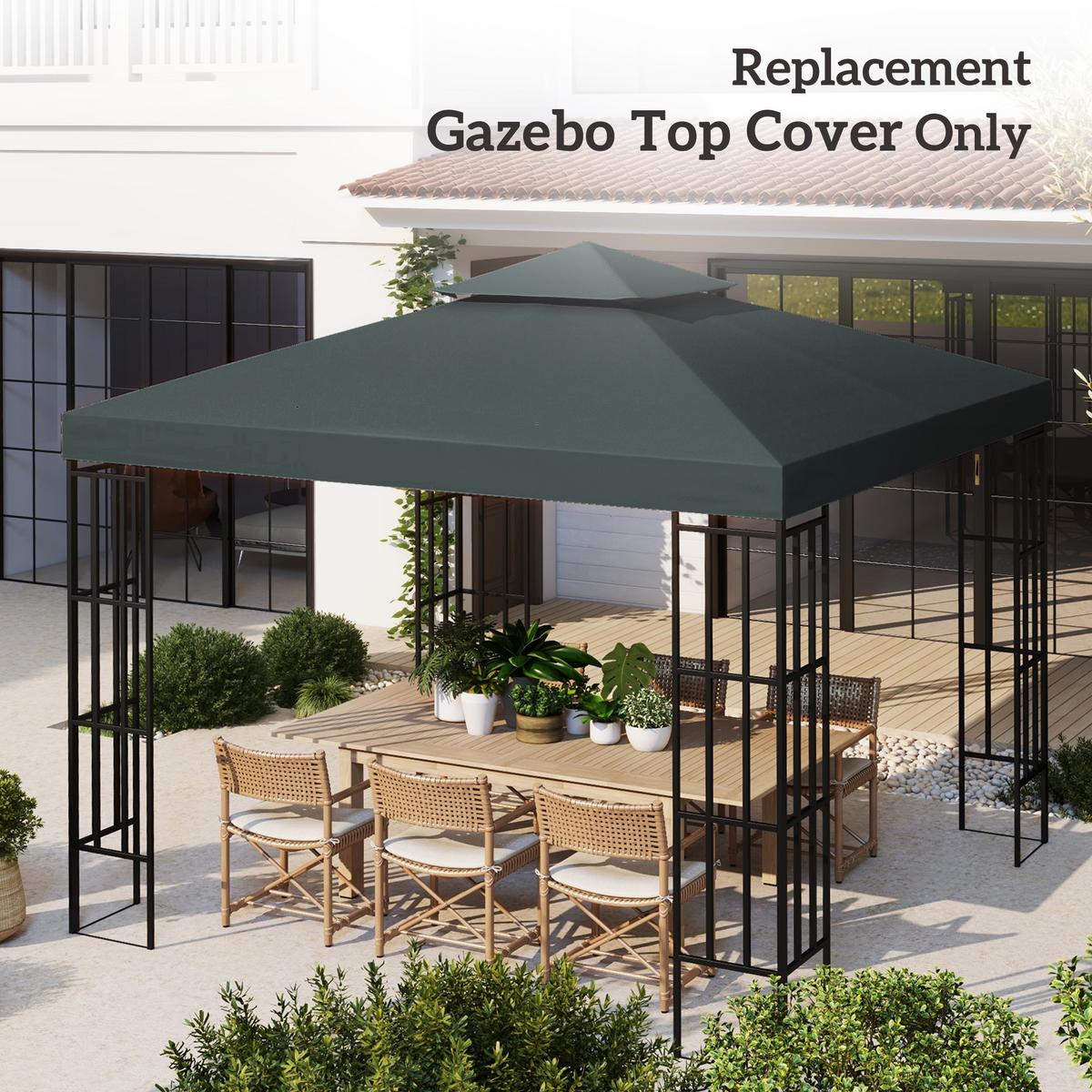PAVILLONDACH, Polyester, Kohlegrau - Grau, Kunststoff (300/18/300cm) - Outsunny
