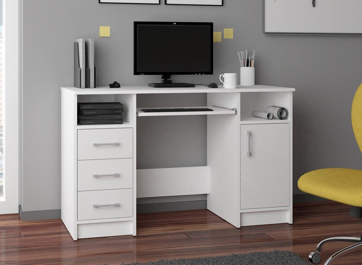 SCHREIBTISCH Weiß, Weiß Glanz 74/124/52 - Weiß, Holzwerkstoff (120/50/74cm) - RAUMHIRSCH FURNITURE