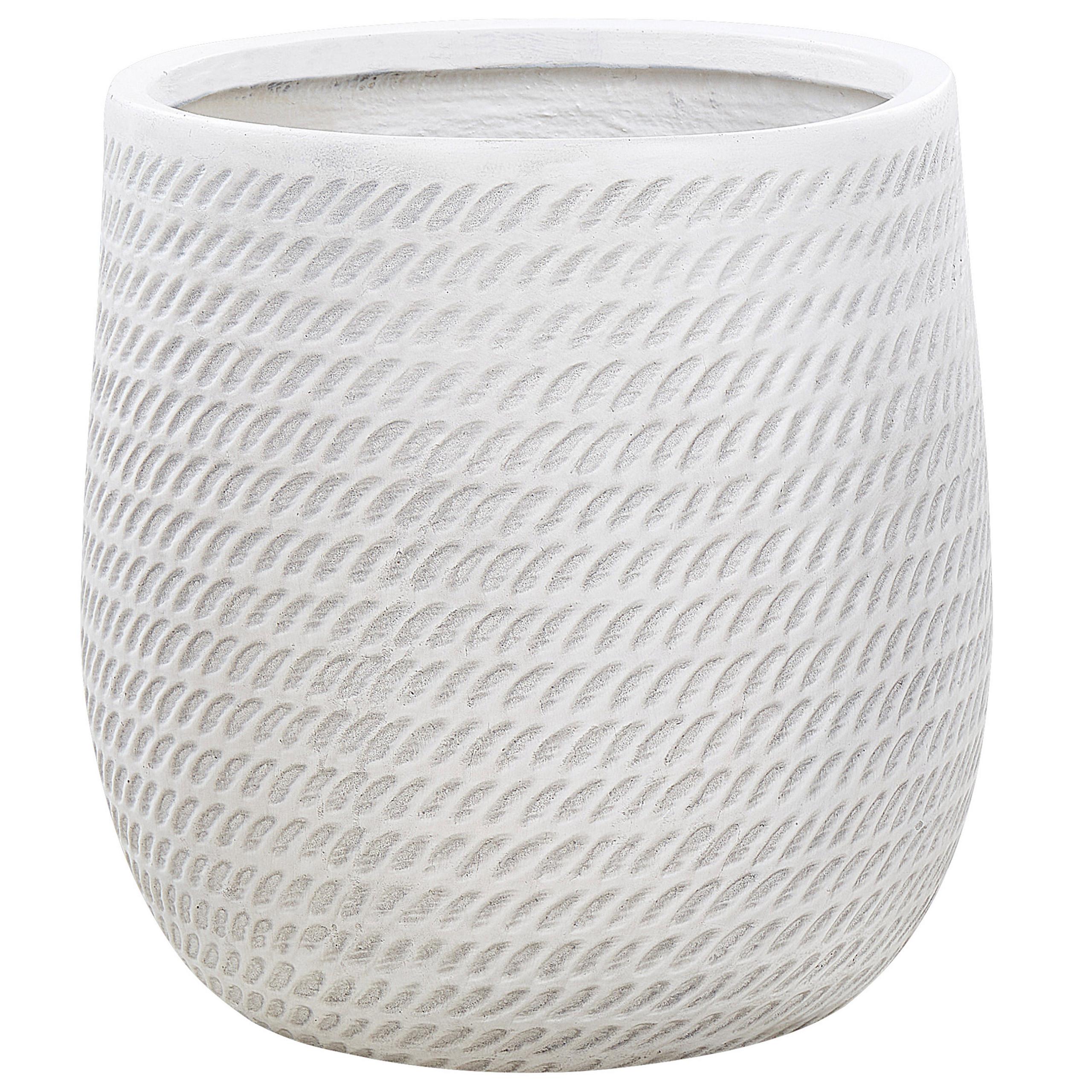 BLUMENTOPF cremeweiß rund 39/39/44 cm Livadia - Weiß, Naturmaterialien (44cm) - Beliani