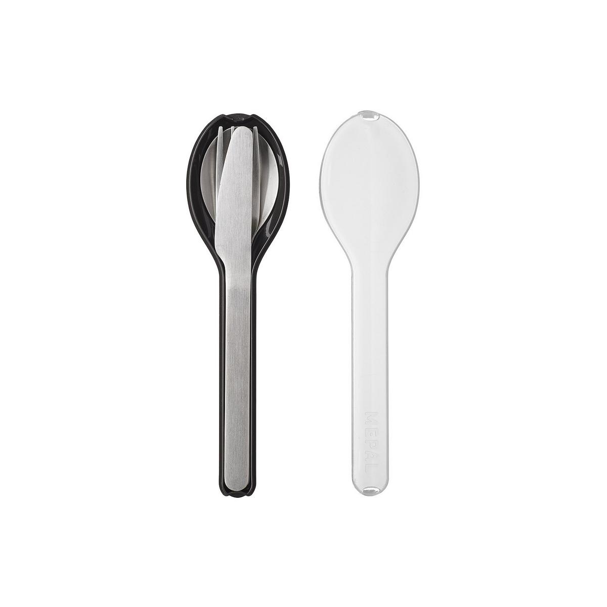 BESTECK-SET Ellipse Nordic Black - Schwarz, Kunststoff/Metall - Mepal