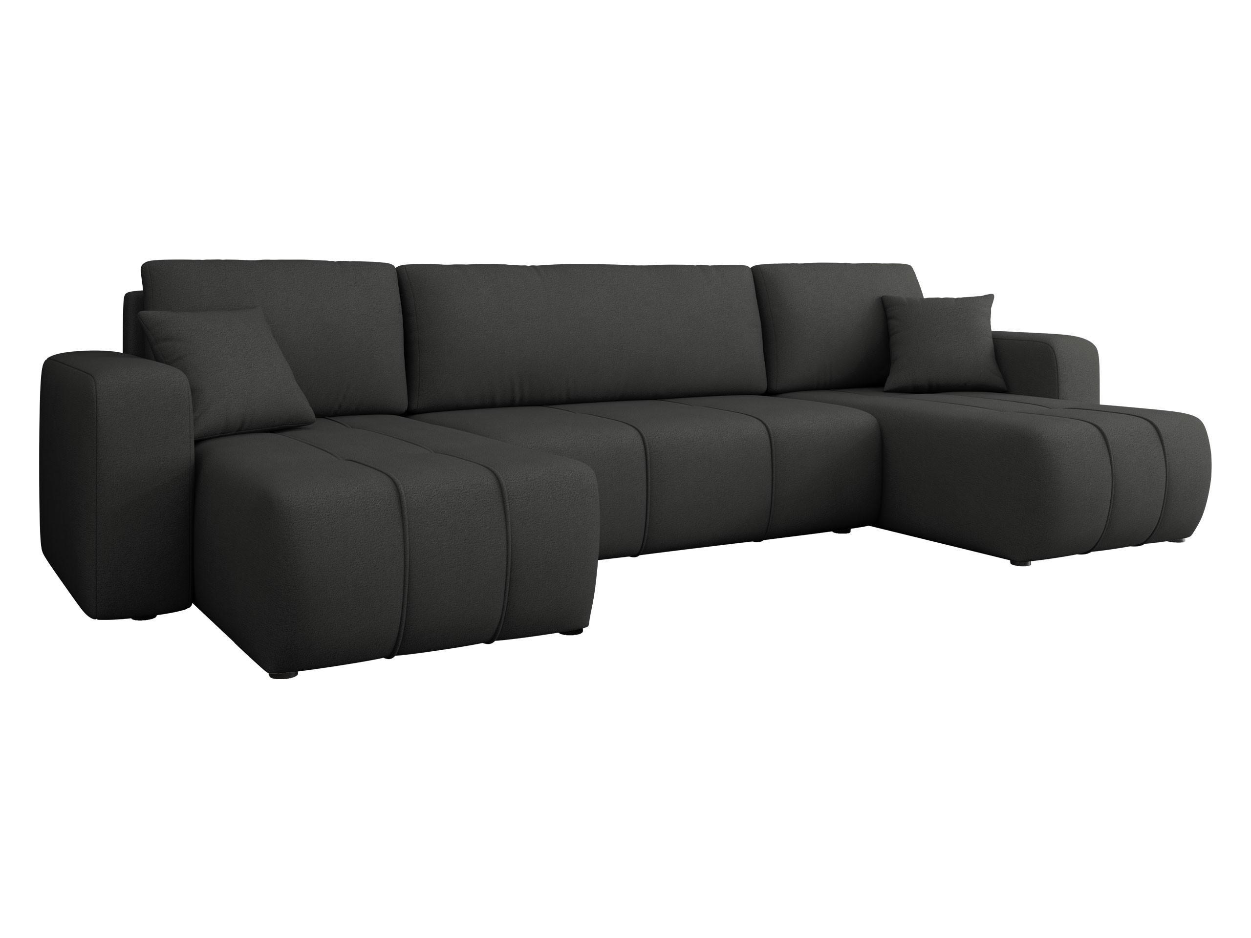 WOHNLANDSCHAFT Furyn U - Schwarz, Holz/Kunststoff (312/82/145cm) - MIRJAN24