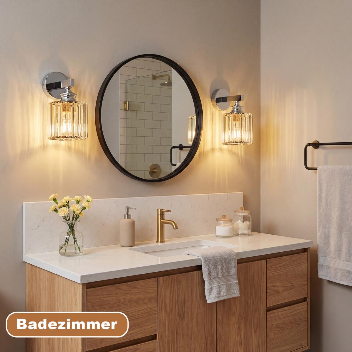 WANDLEUCHTE Falyn 13.6/13.6/23 cm - Chromfarben, Glas/Metall (13.6/23/13.6cm) - ZMH