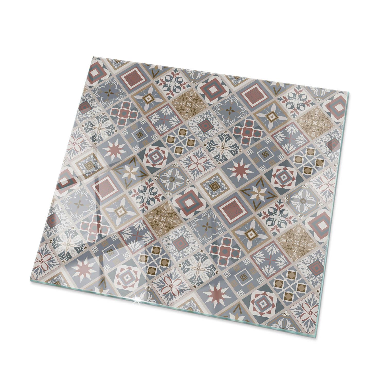 TISCHPLATTE 50x50 cm Mosaikmuster mit Ornamenten - Multicolor/Grau, Glas (0.4/50/50cm) - TULUP
