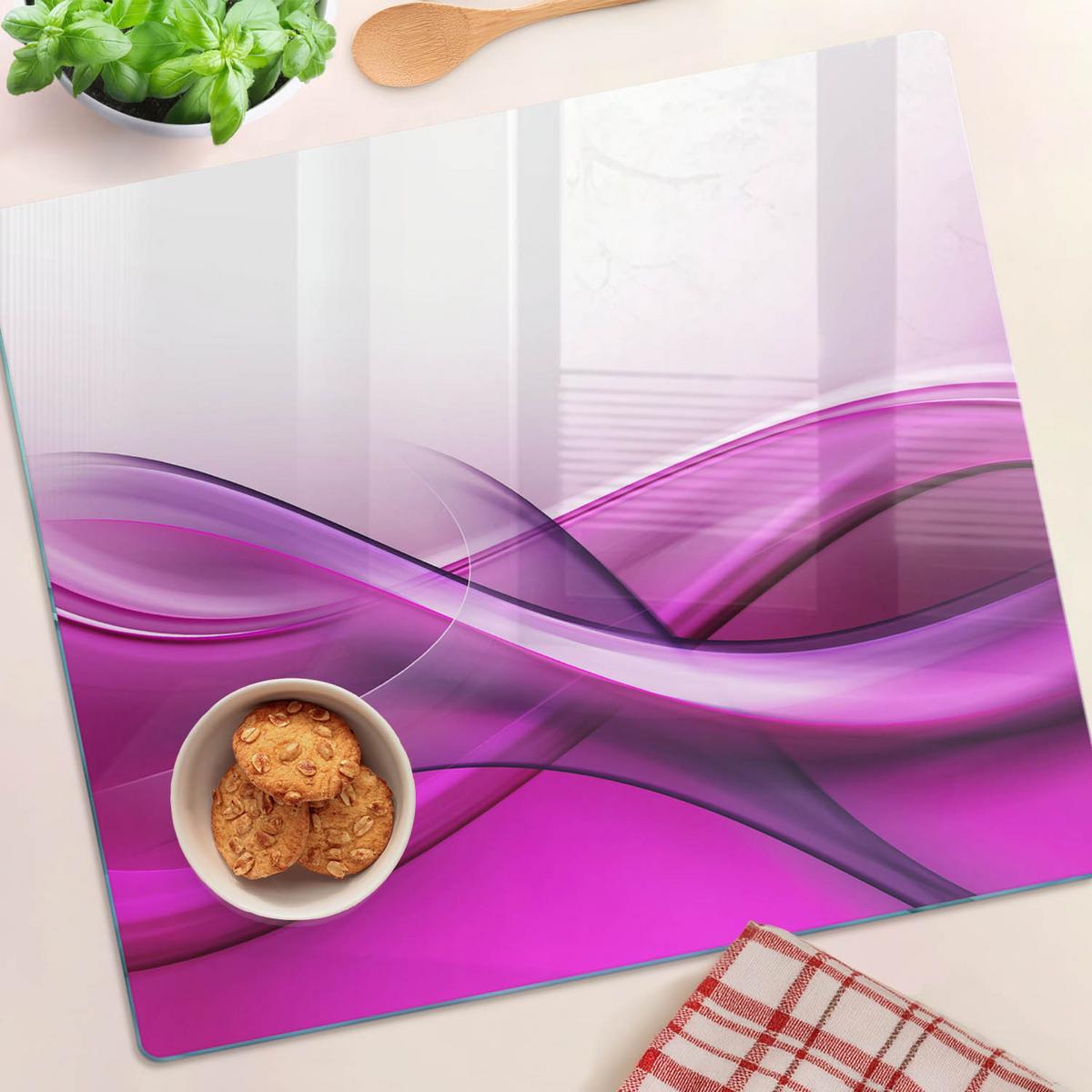 GLASPLATTE 60x52 cm Wellen - Pink, Glas (60/0.4/52cm) - TULUP