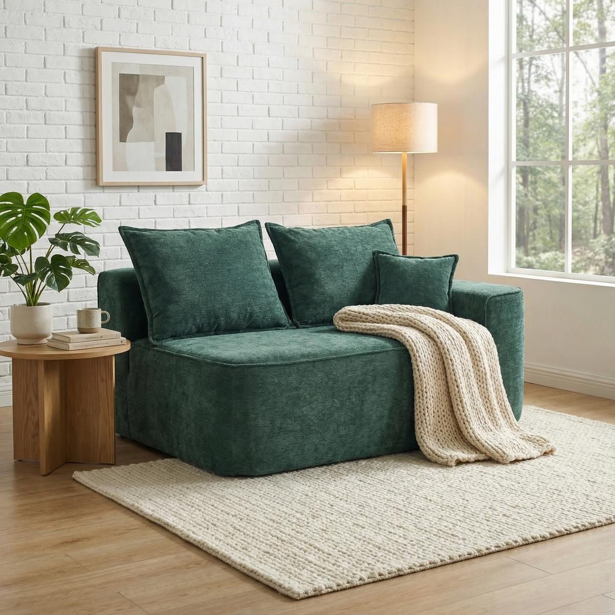 2-SITZER SOFA in Chenille Montagefrei - Grün, Textil (150/65/95cm) - Urban Meuble
