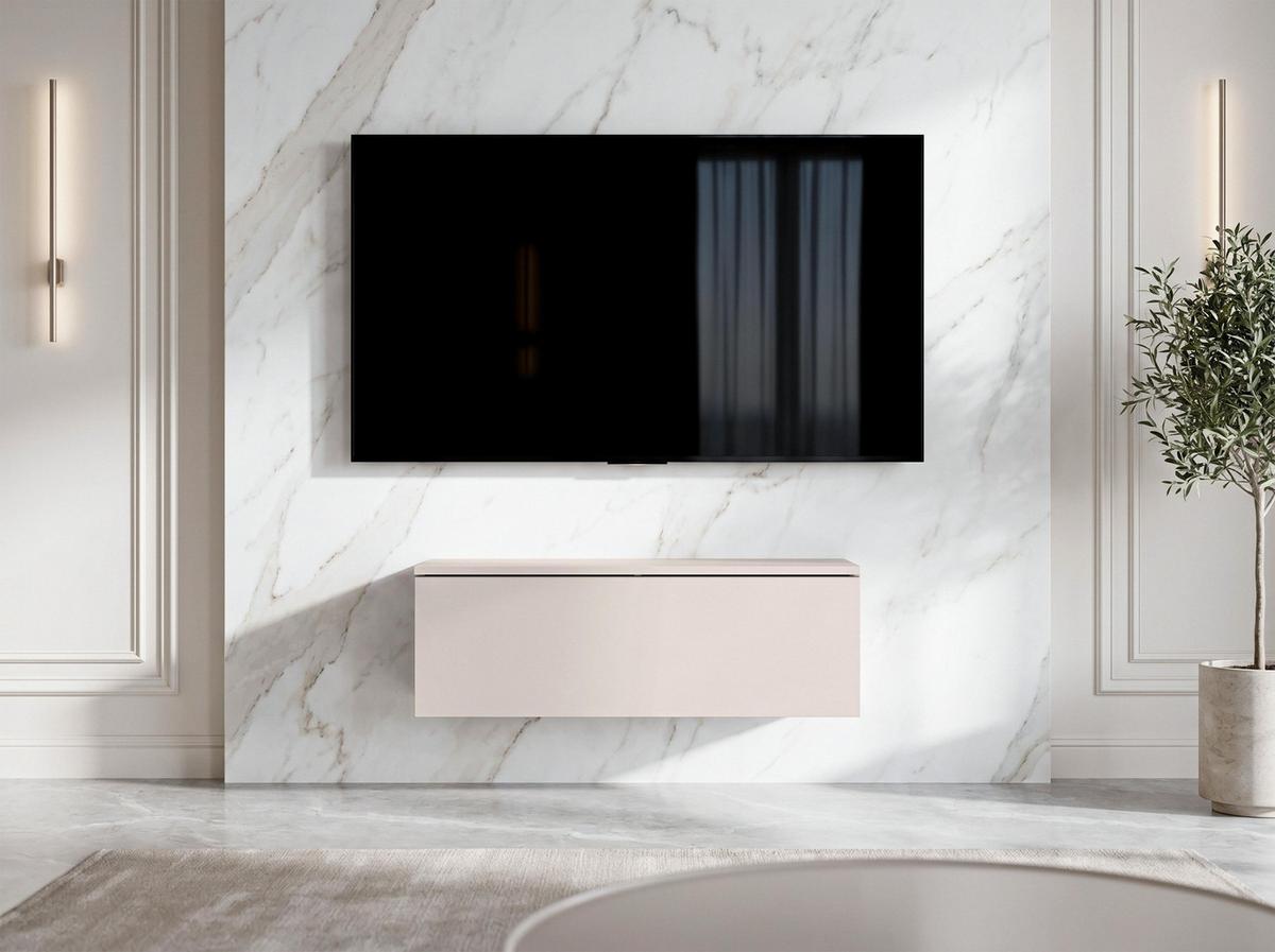 LOWBOARD Barvo 100 Beige Kaschmir 100/34/32 cm – hängendes TV-Board - Beige, Holzwerkstoff (100/34/32cm) - AX Living