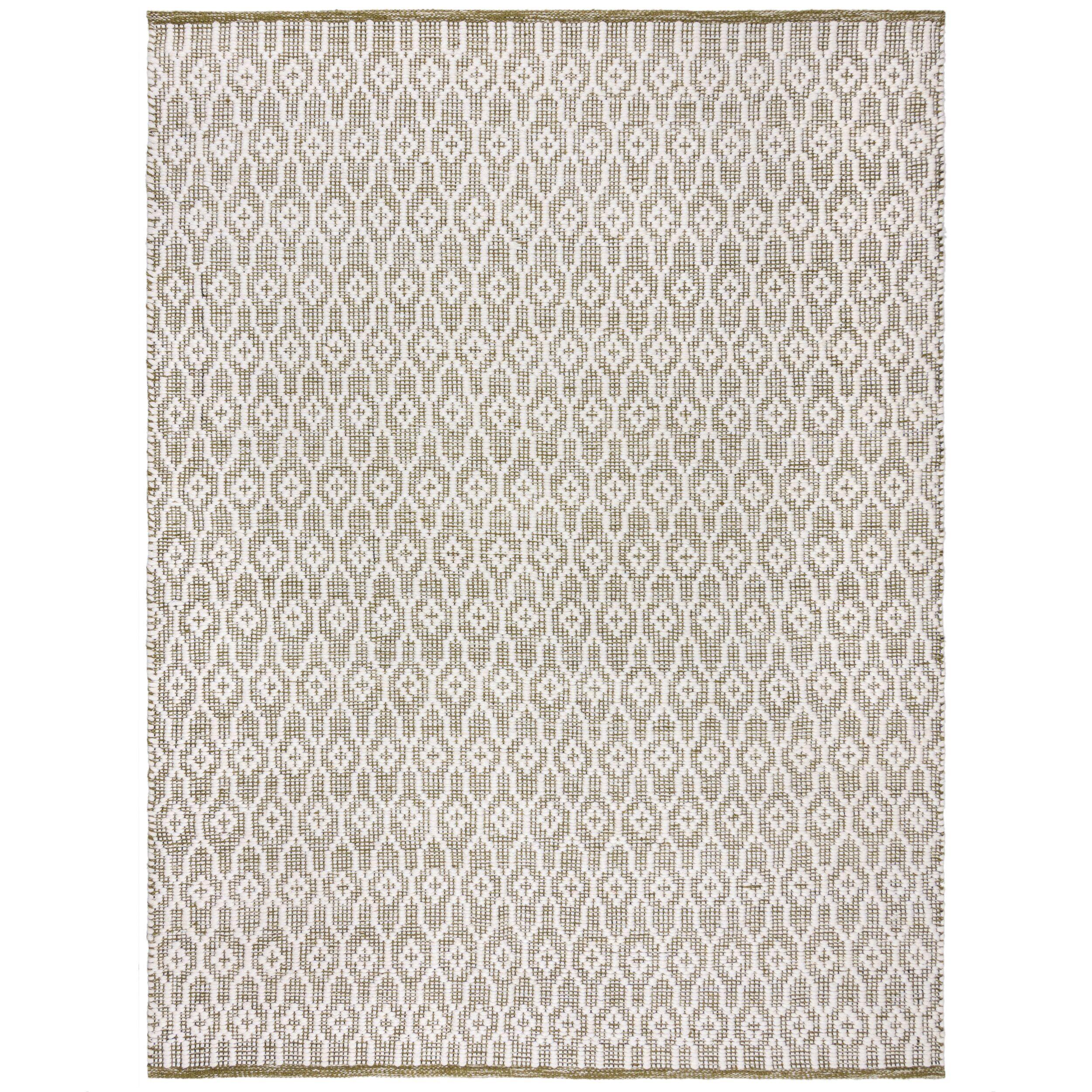 WOLLTEPPICH handgewebt ROTHER, mit Diamant Muster, Hellgrün, 80 x 150 cm - Grün, Textil (150/80cm) - KADIMA DESIGN