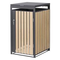 MÜLLTONNENBOX 1er Anthrazit-Holzoptik - Naturfarben, Metall (68/120/80cm) - ML-DESIGN