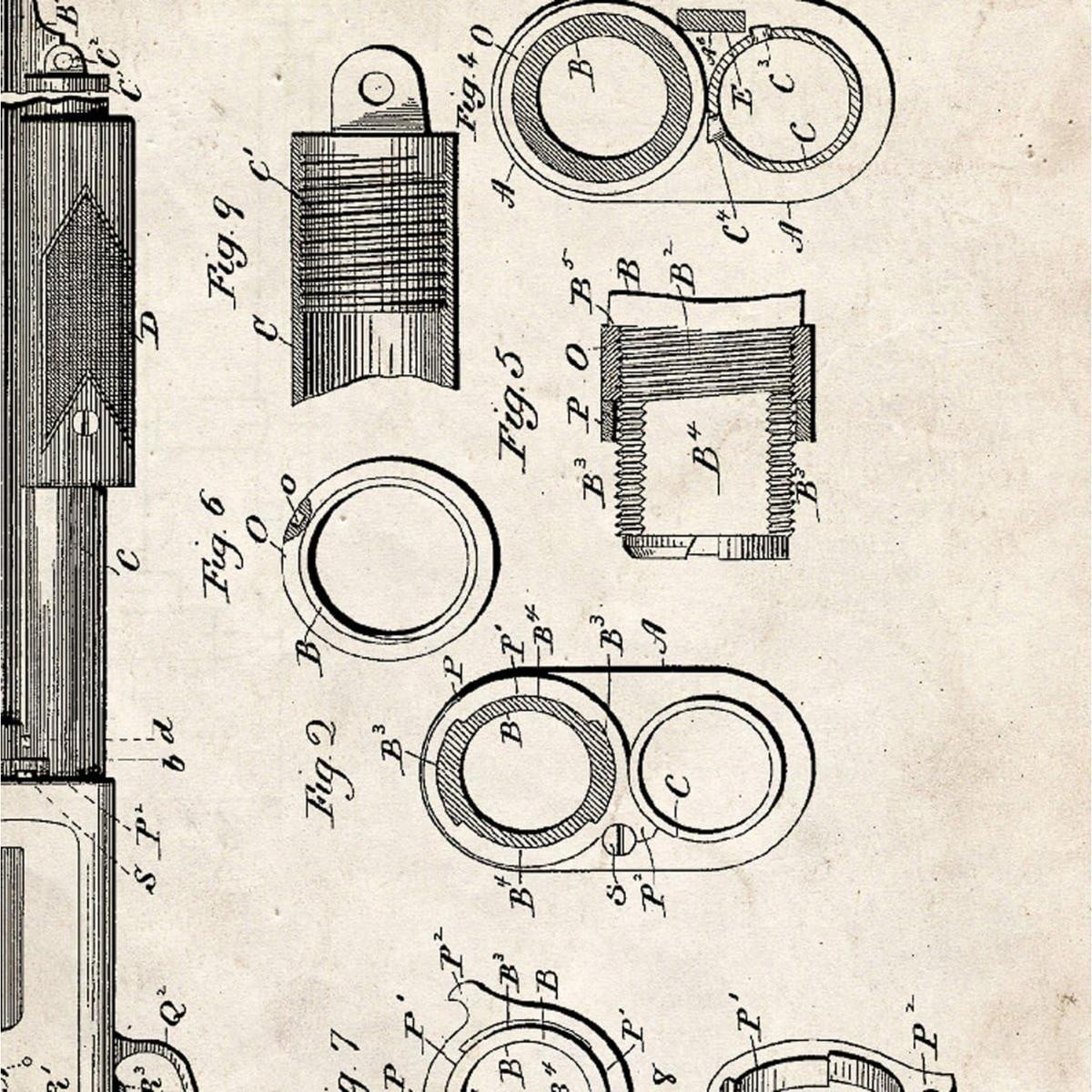 POSTER Set mit 4 Vintage Waffen Patent Größe A4 Rahmenlos - Klar, Papier (21/1cm) - Nacnic