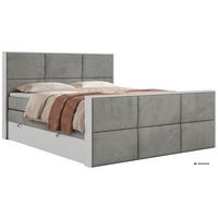 BOXSPRINGBETT DELVIT KING DUO 140/200 - Hellgrau Velvet - Topper Visco - H3 - Hellgrau/Schwarz, Kunststoff/Textil (140/200cm) - MKS