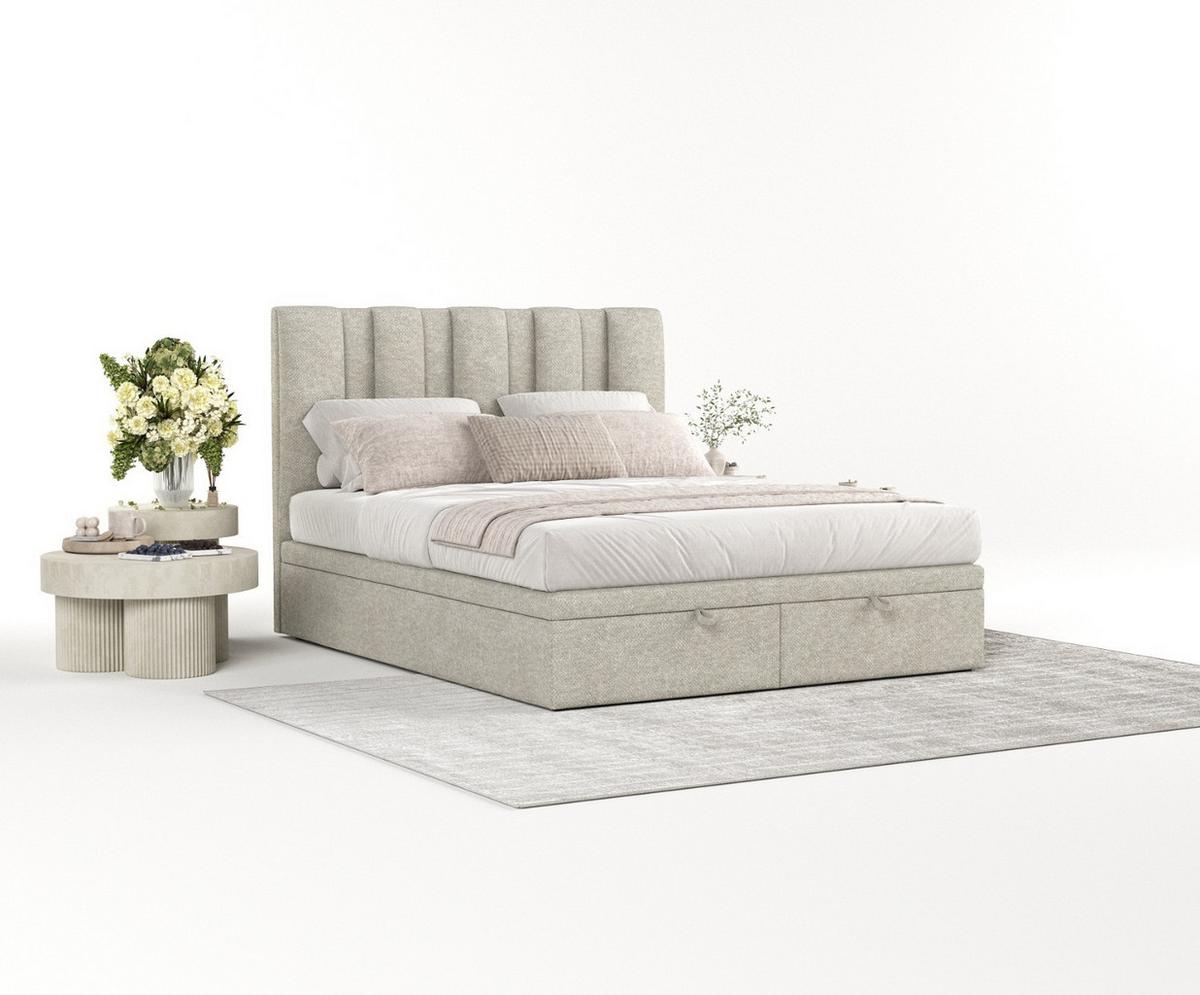 POLSTERBETT Orta mit Stauraum 160/200 cm Beige im Alta Stoff - Beige/Schwarz, Holz/Holzwerkstoff (160/200cm) - AltaBeds