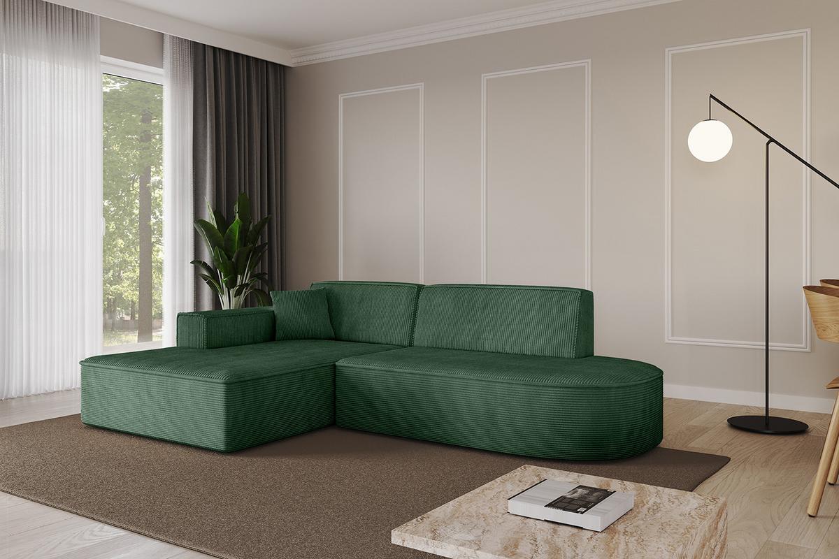ECKSOFA Ottomane Links IREA-L1-v4 - 232x165x77 cm Grün - Currygelb, Holzwerkstoff/Textil (232/165cm) - ALTDECOR