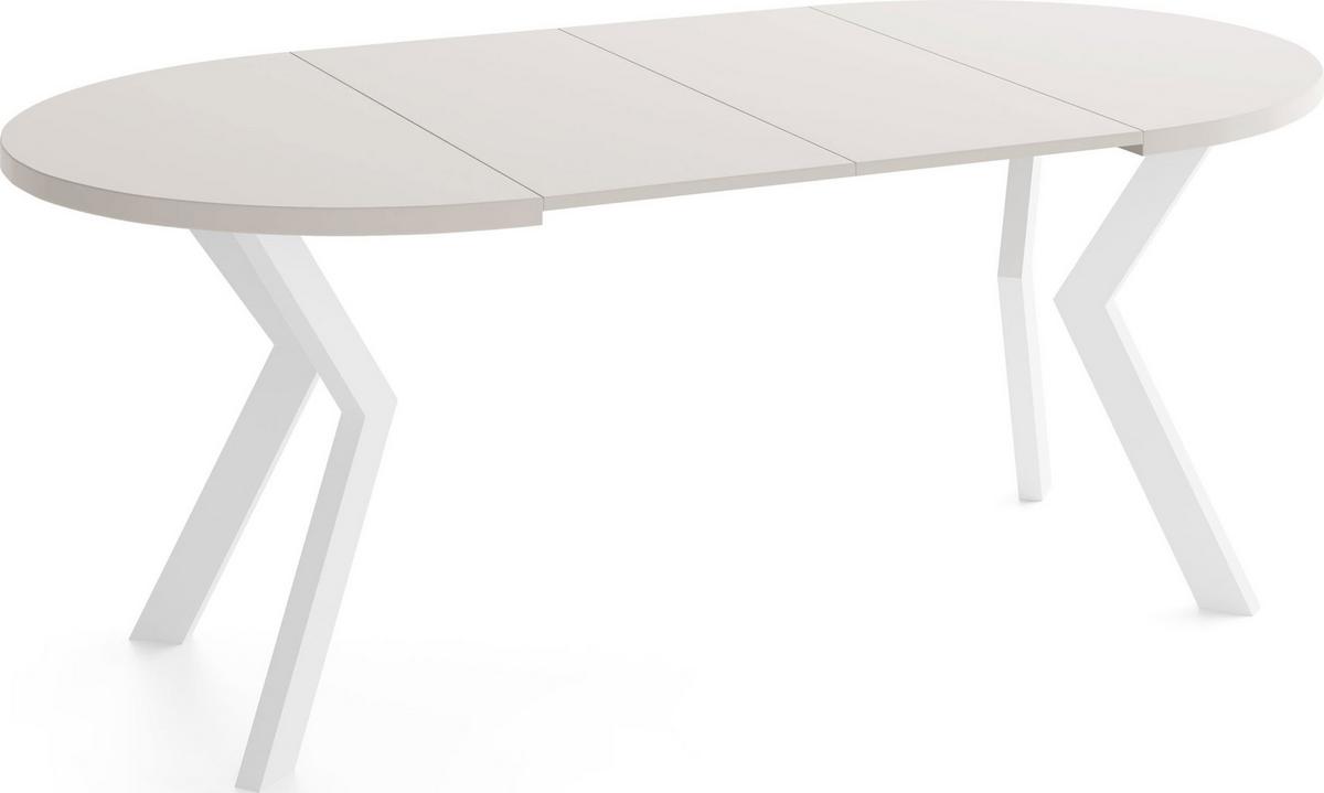 ESSTISCH Savio Weiß rund ausziehbar verlängerbar XXL, Kaschmir 100-200/100/77 cm - Kaschmir/Beige, Holz/Holzwerkstoff (100/200/77cm) - WFL GROUP