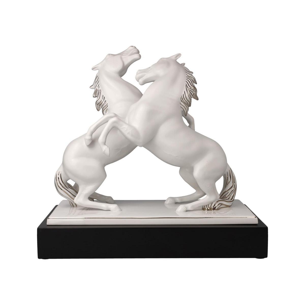 DEKOFIGUR PFERDE ARTISTE ER ALEGRIA Studio 8 Chevaux weiß-silber 32 cm - Silberfarben/Weiß, Keramik (16.5/29/32cm) - Goebel