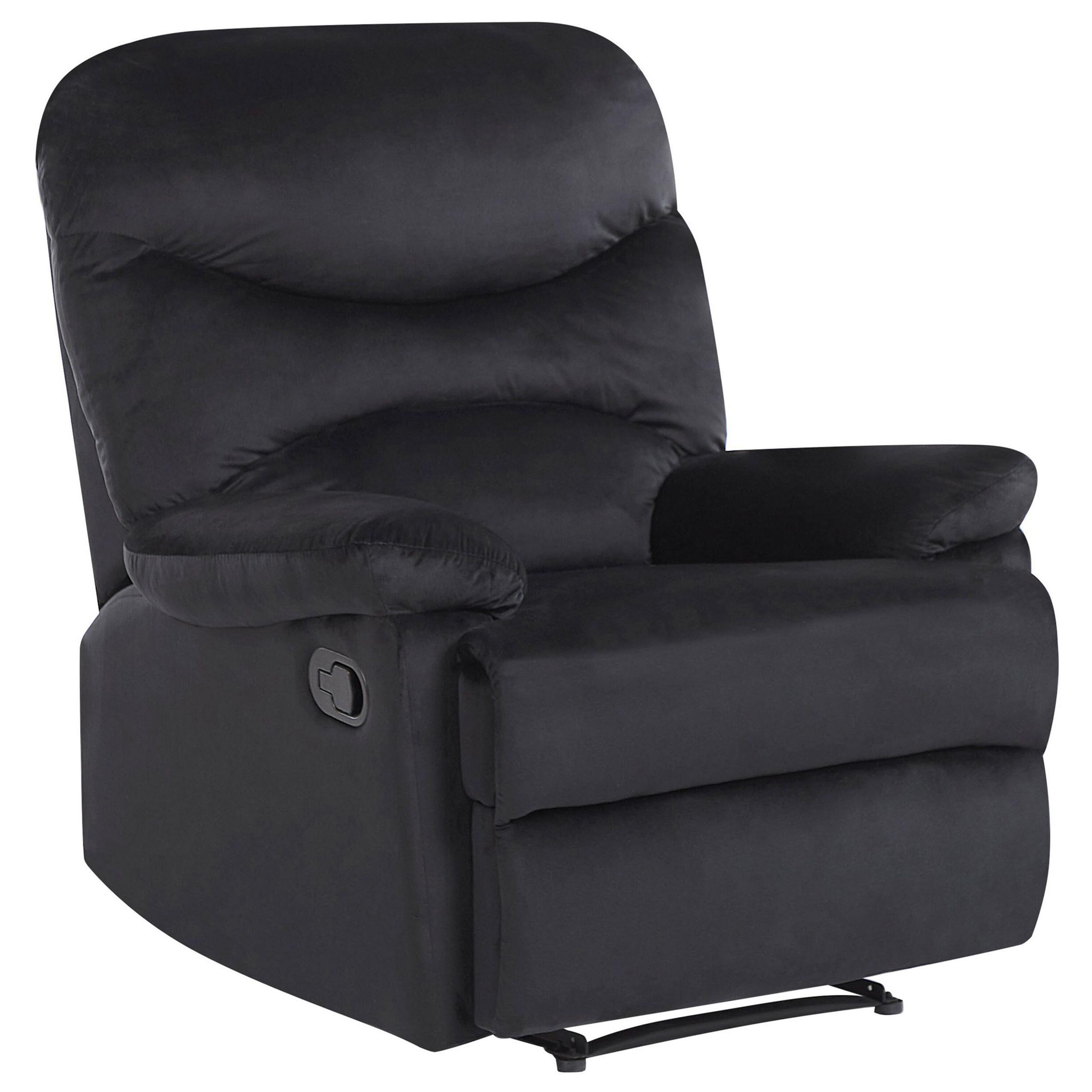 SESSEL Samtstoff schwarz verstellbar Eslov - Schwarz, Textil (85/103/90cm) - Beliani