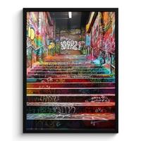 POSTER MIT RAHMEN Treppe - Graffiti - Farben - Kunst Posterleiste 60x80 cm - Multicolor, Papier (60/80cm) - MuchoWow