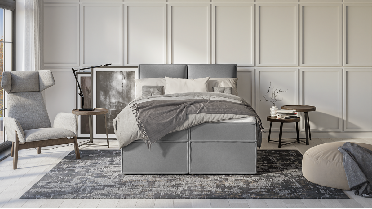BOXBETT Eclipse 140/200 cm Grau Luxusmicrofaser - Schwarz/Grau, Holz/Kunststoff (140/200cm) - S-Style Möbel