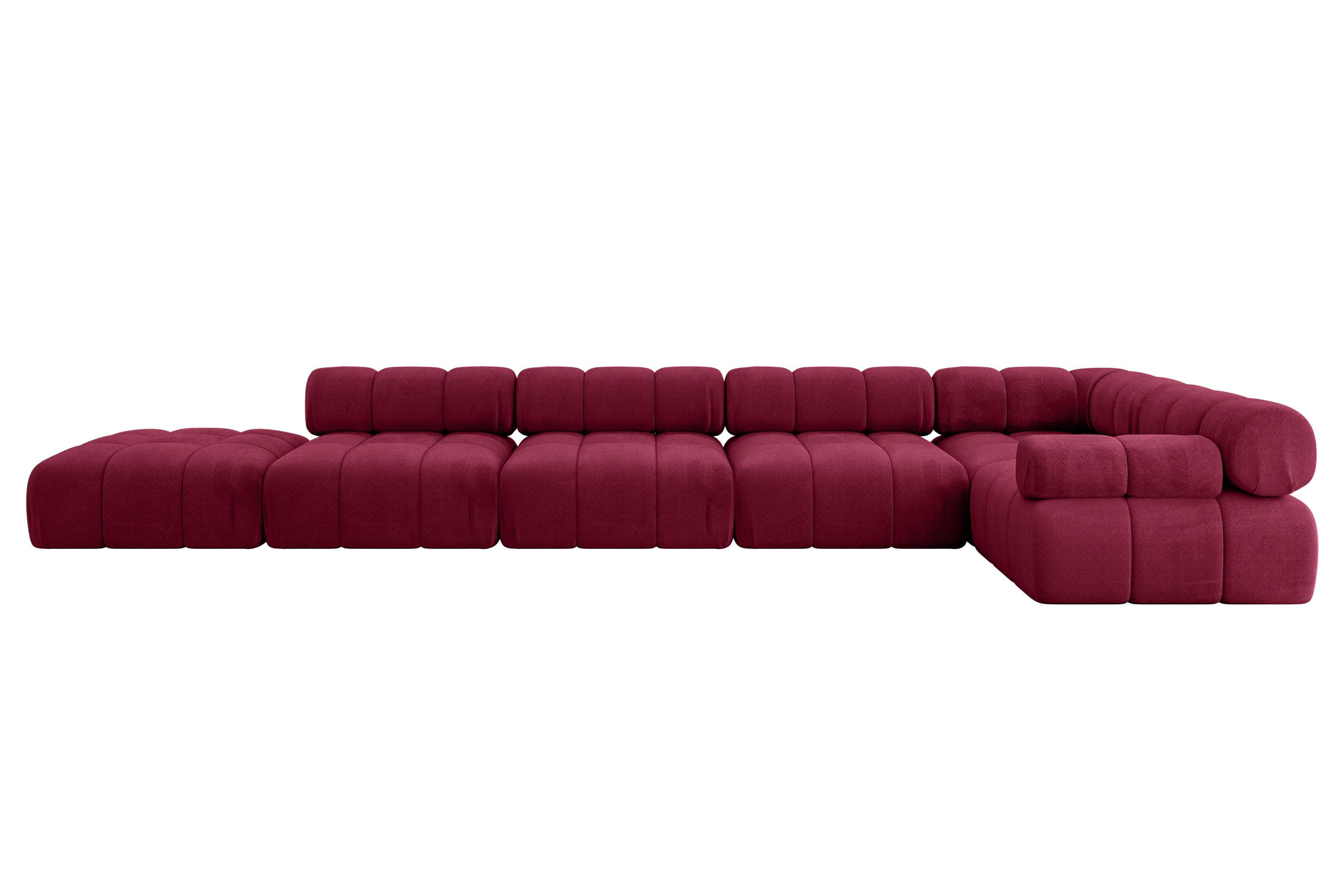 ECKSOFA modulares Sofa Felto-L3 - 475x190x70 cm Bordeauxrot Velours - Bordeaux, Holzwerkstoff/Textil (475/190cm) - ALTDECOR