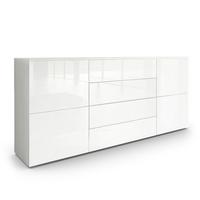 SIDEBOARD Rova Weiß Hochglanz / Weiß Hochglanz - Weiß Hochglanz, Holzwerkstoff (166/72/35cm) - Vladon