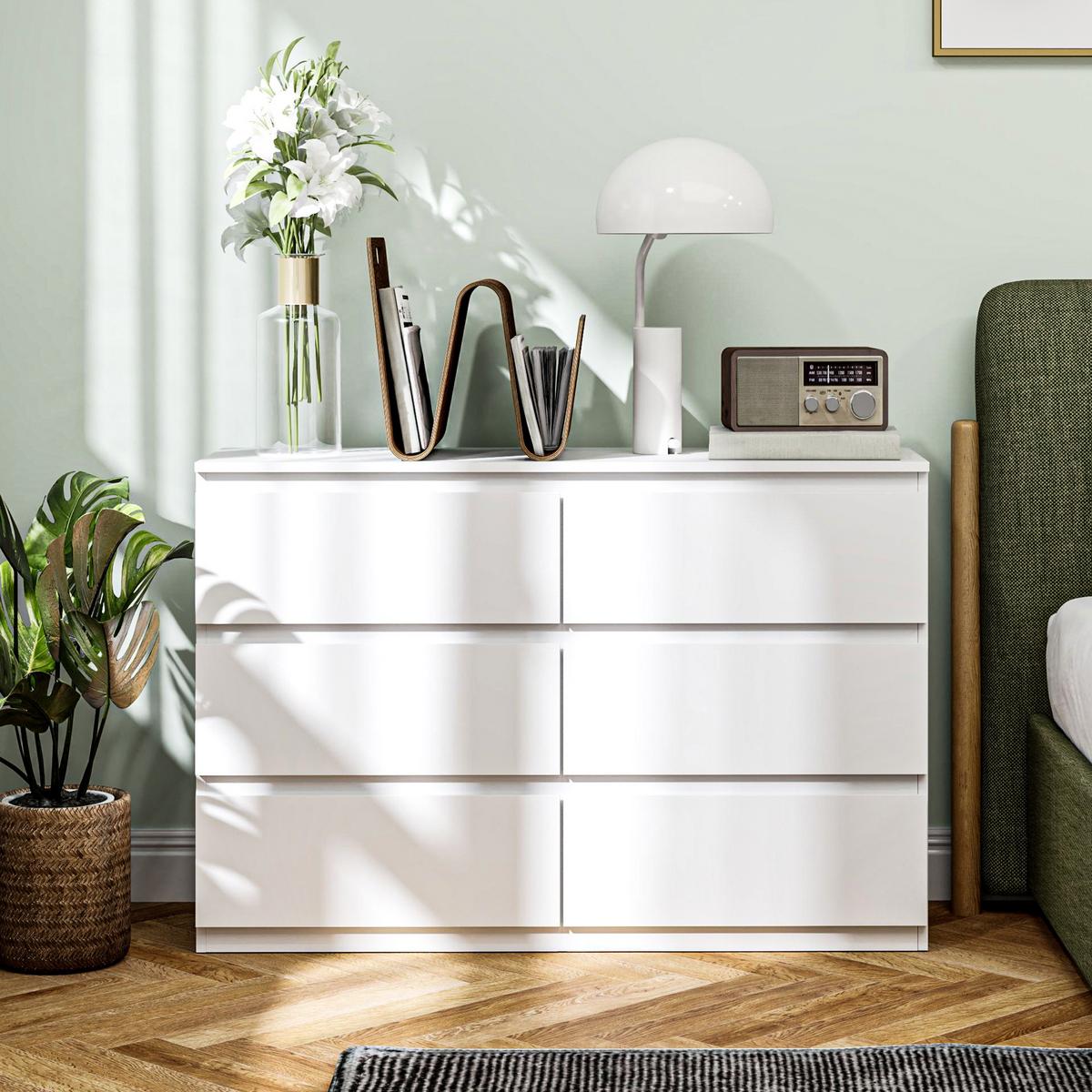 KOMMODE Spanplatte Weiß - Weiß, Holzwerkstoff/Kunststoff (34/75/112cm) - HOMCOM