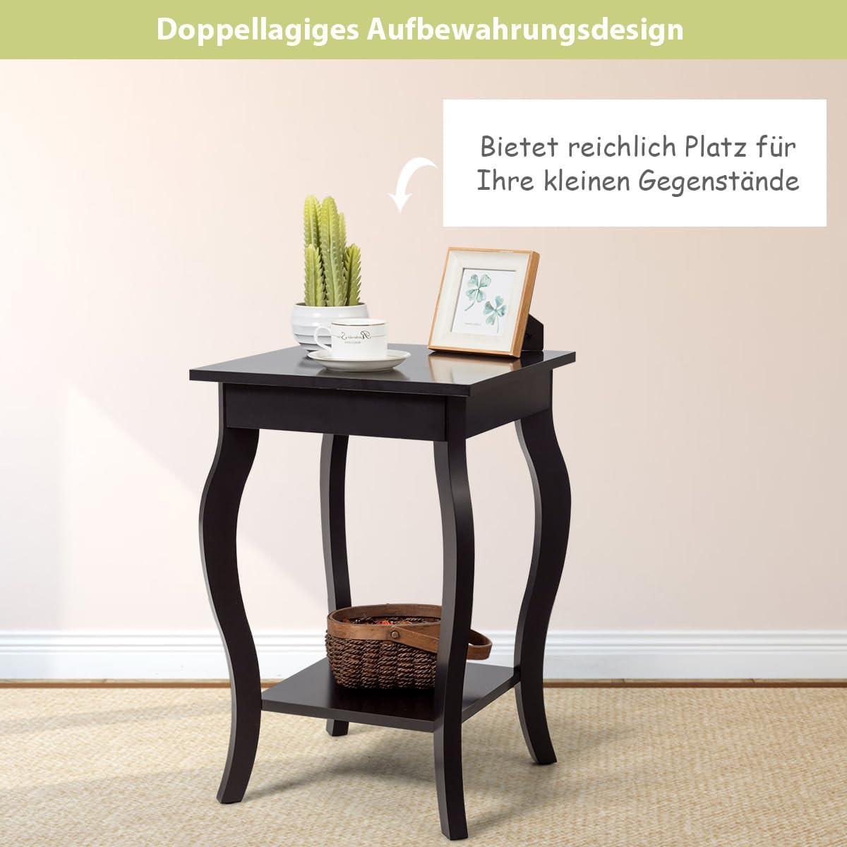 BEISTELLTISCH Braun(2er-Set) - Braun, Holzwerkstoff (40/40/60cm) - COSTWAY