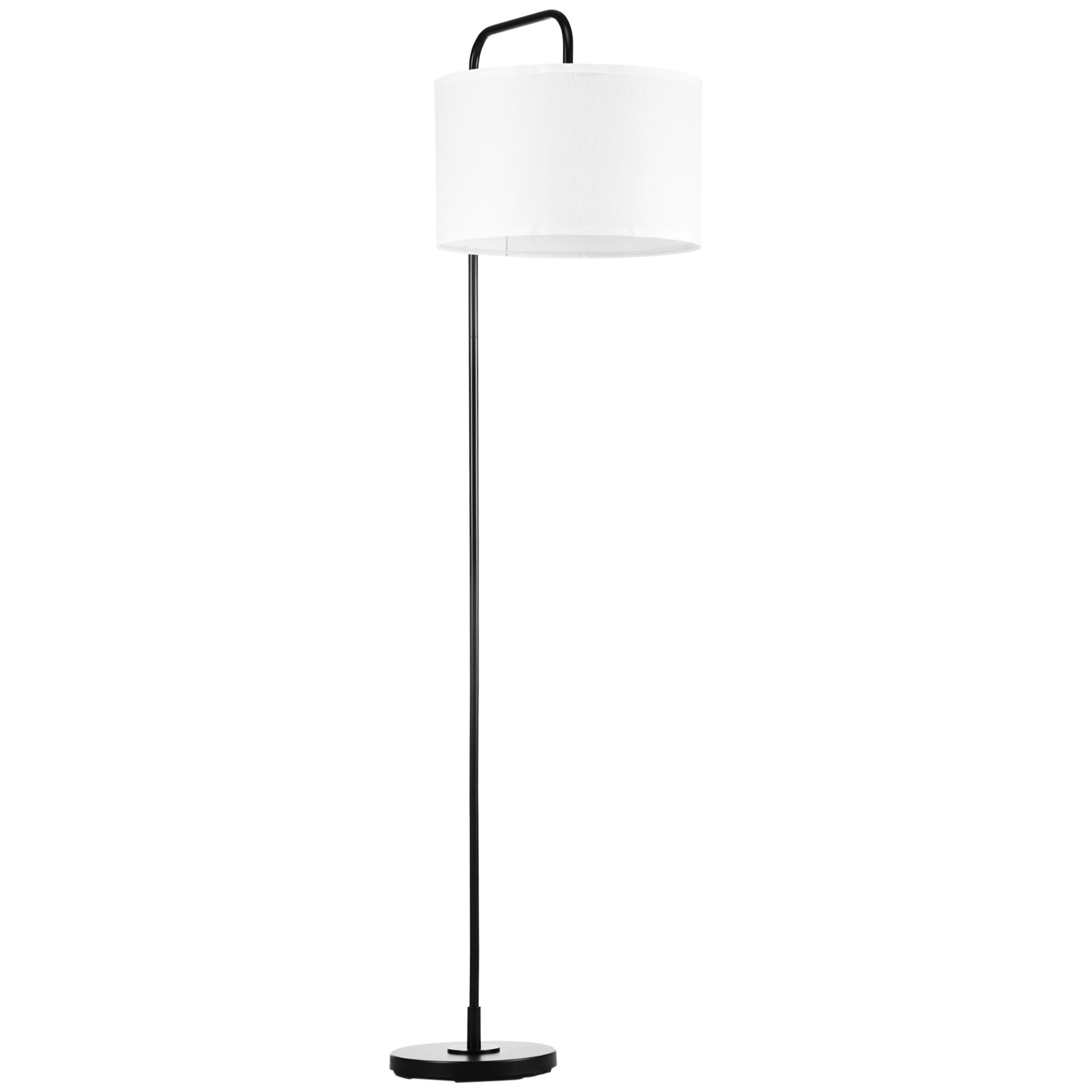 STEHLAMPE Wohnzimmer Stehleuchte mit Stoff-Lampenschirm, Fußschalter, Weiß - Weiß, Metall (64/38/163.5cm) - HOMCOM