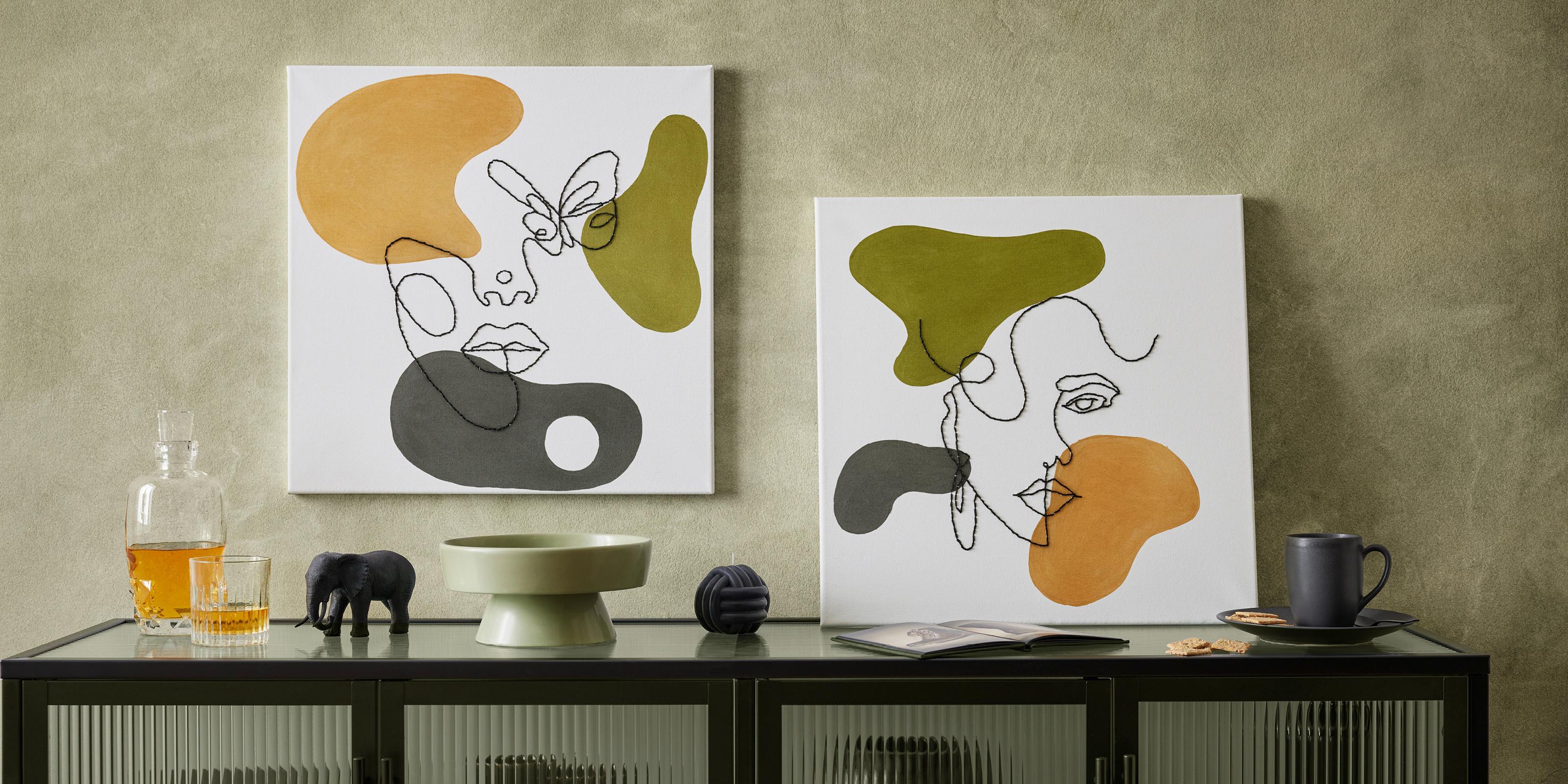 Haftowany obraz w stylu line-art