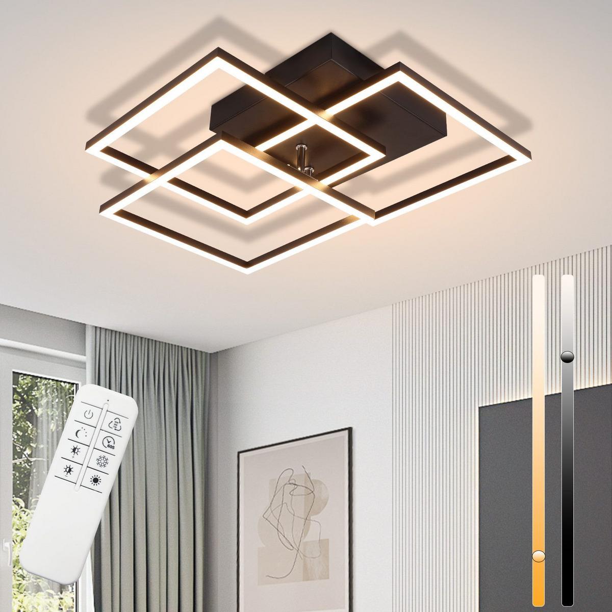 LED-DECKENLEUCHTE Luke 40/40/9cm - Schwarz, Metall (40/40/9cm) - Nettlife