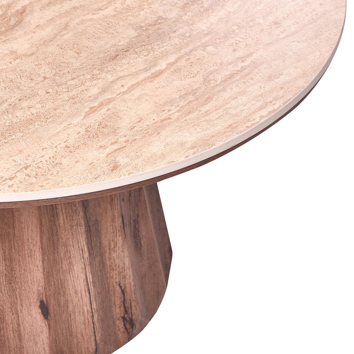 COUCHTISCH Travertinoptik Braun Sabrina - Hellbraun/Beige, Holzwerkstoff (80/80/46cm) - Beliani