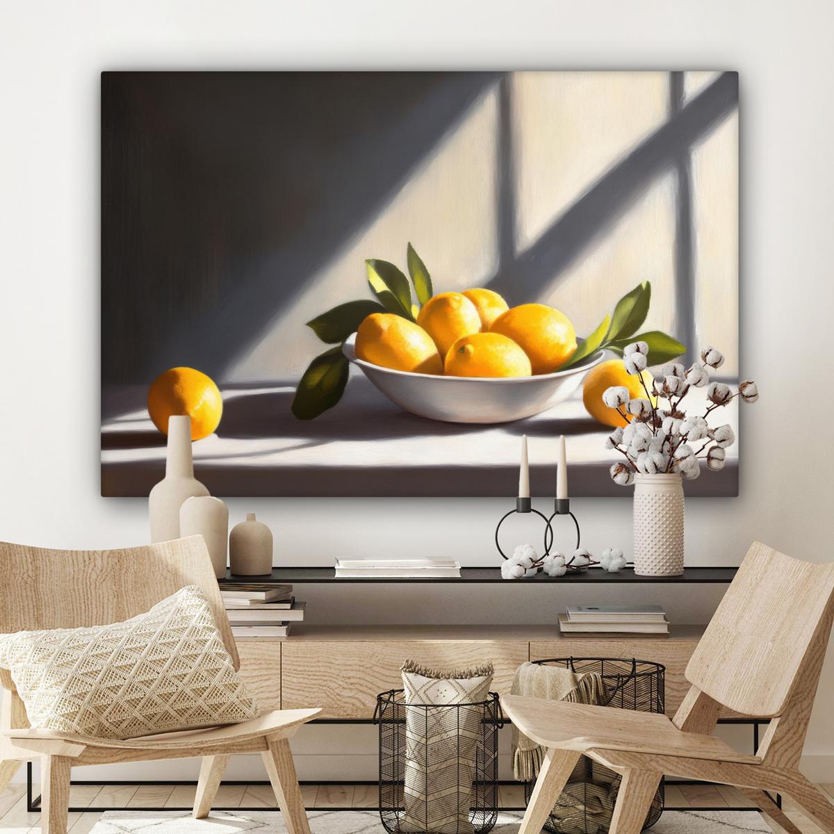 LEINWANDBILD Zitronen - Stilleben - Gelb XXL 150x100 cm - Gelb, Textil (150/100cm) - MuchoWow